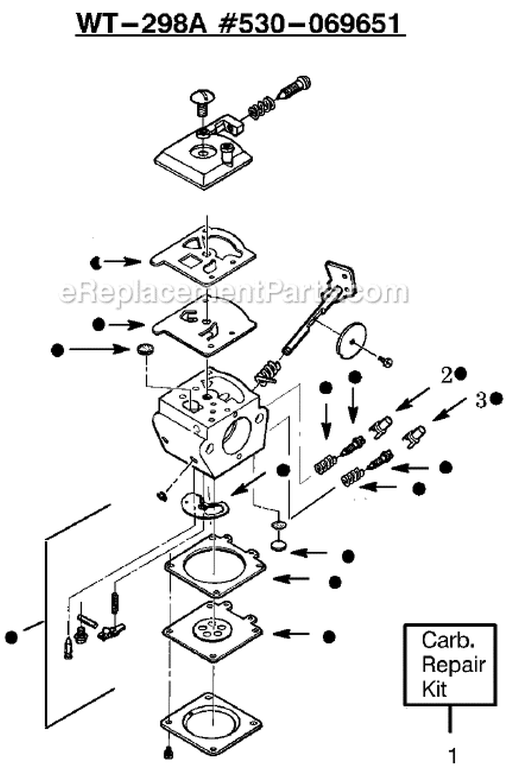 Page B Diagram and Parts List for XT50T  Weed Eater Trimmer